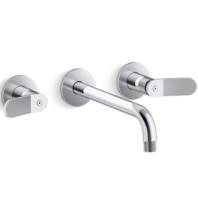 Vòi chậu rửa mặt âm tường, vòi dài màu đen Kallista P33354-LV-BL