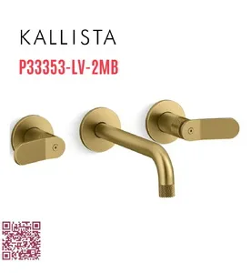 Vòi chậu rửa mặt âm tường nóng lạnh màu đồng Kallista P33353-LV-2MB