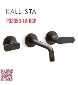 Vòi chậu rửa mặt âm tường nóng lạnh màu đen Kallista P33353-LV-BGP