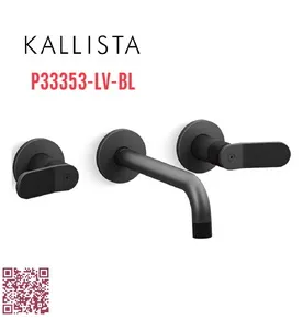 Vòi chậu rửa mặt âm tường nóng lạnh màu đen Kallista P33353-LV-BL
