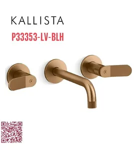 Vòi chậu rửa mặt âm tường nóng lạnh màu đồng Kallista P33353-LV-BLH