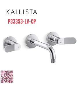 Vòi chậu rửa mặt âm tường nóng lạnh màu chrome Kallista P33353-LV-CP