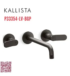 Vòi chậu rửa mặt âm tường, vòi dài màu đen Kallista P33354-LV-BGP
