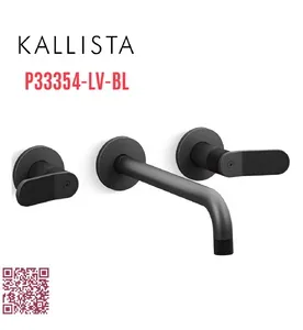 Vòi chậu rửa mặt âm tường, vòi dài màu đen Kallista P33354-LV-BL