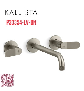 Vòi chậu rửa mặt âm tường, vòi dài màu nickel Kallista P33354-LV-BN