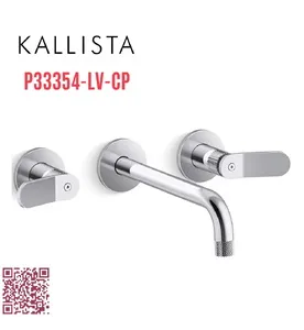 Vòi chậu rửa mặt âm tường, vòi dài màu chrome Kallista P33354-LV-CP
