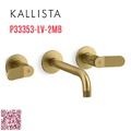 Vòi chậu rửa mặt âm tường nóng lạnh màu đồng Kallista P33353-LV-2MB