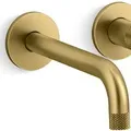 Vòi chậu rửa mặt âm tường nóng lạnh màu đồng Kallista P33353-LV-BLH