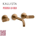 Vòi chậu rửa mặt âm tường nóng lạnh màu đồng Kallista P33353-LV-BLH