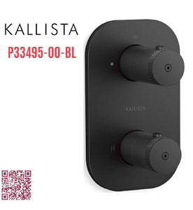 Bộ điều khiển nhiệt độ âm tường – 2 lối ra màu đen Kallista P33495-00-BL
