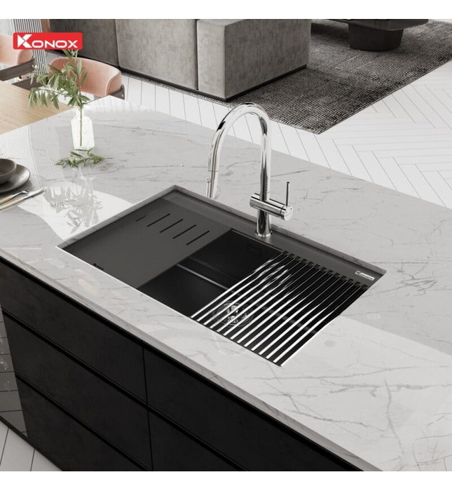 Chậu rửa bát 1 hố Konox Terra 790S Black