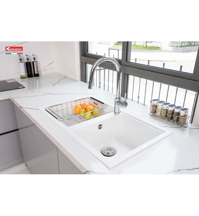 Chậu rửa bát 2 hố Konox Phoenix Smart 860-White Silver