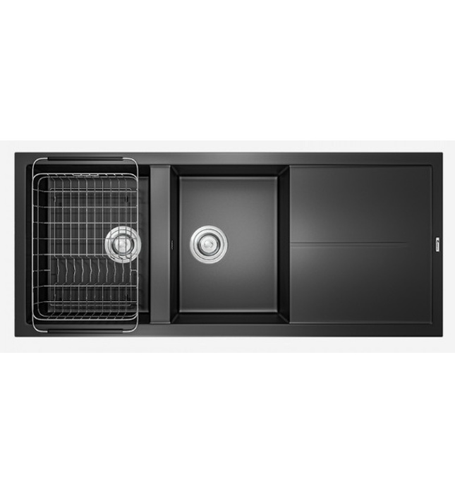 Chậu rửa bát 2 hố bàn phải Konox Livello Smart 1160-Black