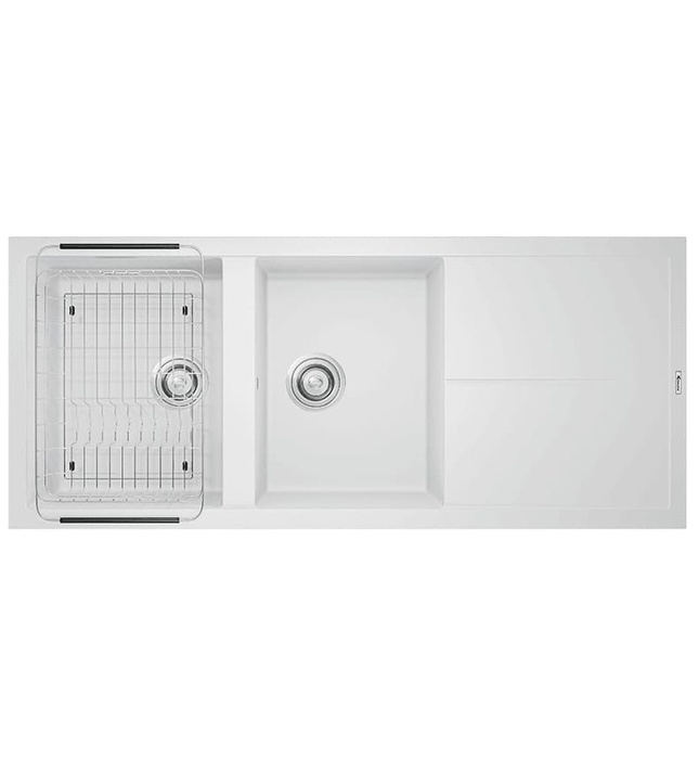 Chậu rửa bát 2 hố bàn phải Konox Livello Smart 1160-White Silver