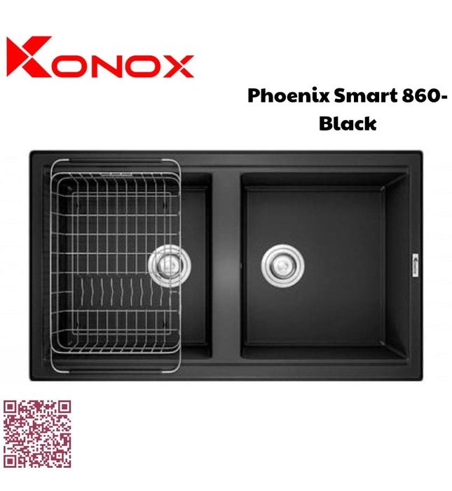 Chậu rửa bát 2 hố Konox Phoenix Smart 860-Black