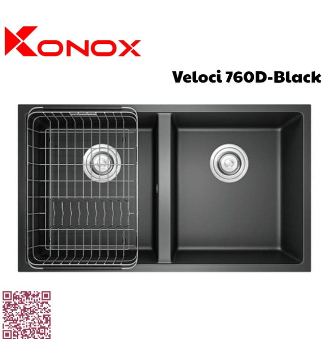 Chậu rửa bát 2 hố Konox Veloci 760D-Black