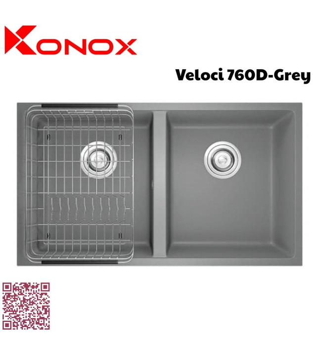 Chậu rửa bát 2 hố Konox Veloci 760D-Grey