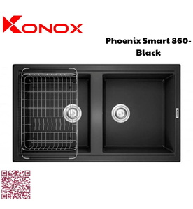 Chậu rửa bát 2 hố Konox Phoenix Smart 860-Black