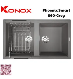 Chậu rửa bát 2 hố Konox Phoenix Smart 860-Grey