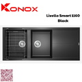Chậu rửa bát 2 hố bàn phải Konox Livello Smart 1160-Black
