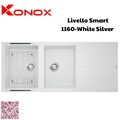 Chậu rửa bát 2 hố bàn phải Konox Livello Smart 1160-White Silver