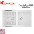 Chậu rửa bát 2 hố Konox Phoenix Smart 860-White Silver