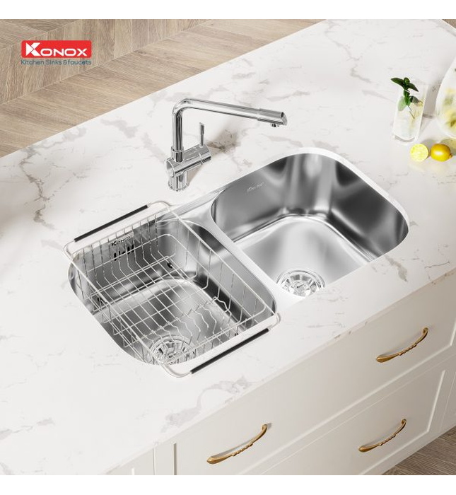 Chậu rửa bát 2 hố Konox KN8246DUA DEKOR