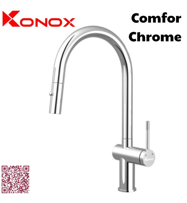 Vòi rửa bát nóng lạnh dây rút Konox Comfor Chrome