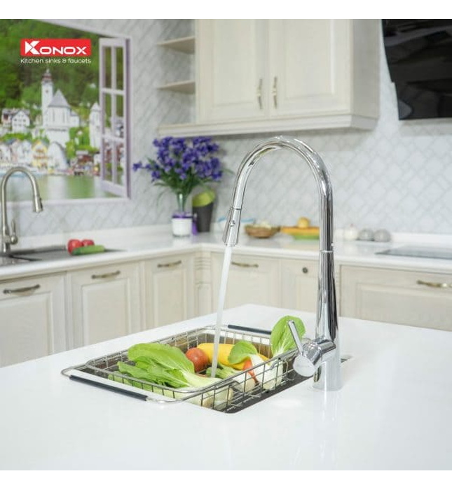 Vòi rửa bát nóng lạnh dây rút Konox KN1901C