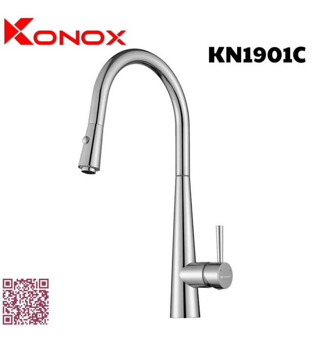Vòi rửa bát nóng lạnh dây rút Konox KN1901C