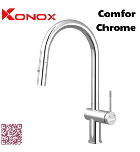 Vòi rửa bát nóng lạnh dây rút Konox Comfor Chrome