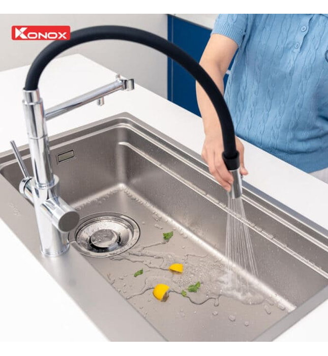 Vòi rửa bát nóng lạnh 3 đường nước Konox Combi Chrome