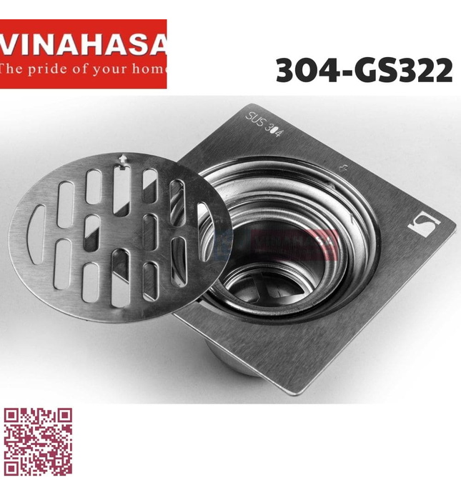 Ga thoát sàn inox304 Vinahasa 304-GS322