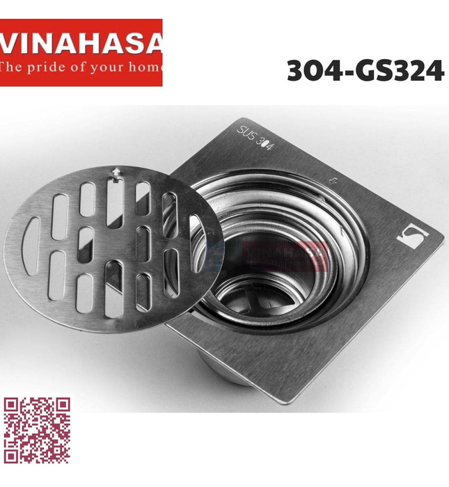 Ga thoát sàn inox304 Vinahasa 304-GS324
