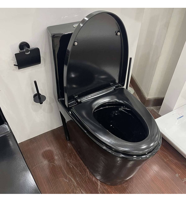 Bồn cầu 1 khối nắp rơi êm màu đen Atmor AT271B