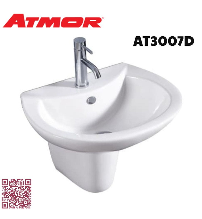 Chậu lavabo treo tường chân lửng ATMOR AT3007D