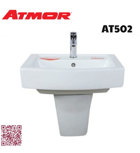 Chậu lavabo treo tường chân lửng ATMOR AT502 