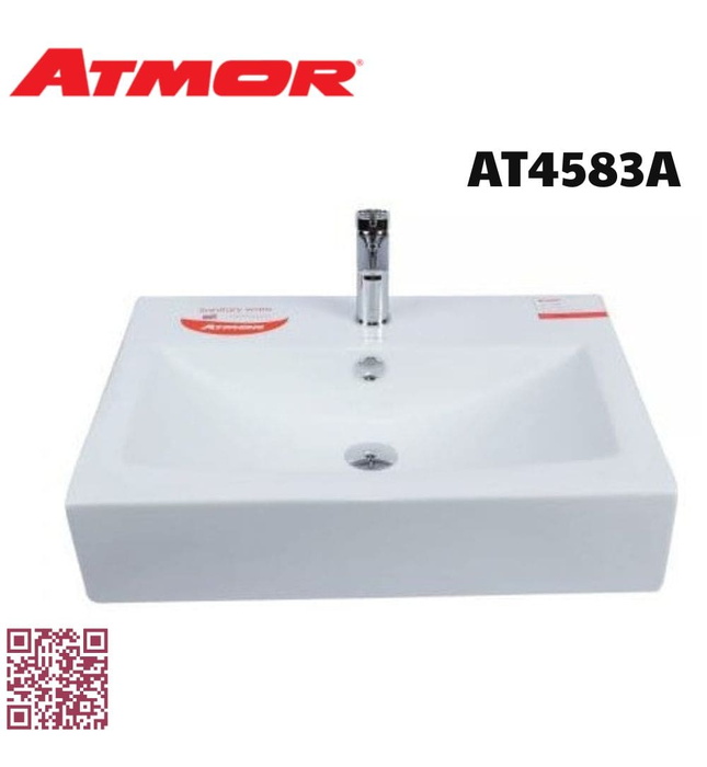 Chậu lavabo treo tường không chân ATMOR AT4583A