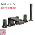 Vòi xả bồn tắm 5 lỗ màu đen - đá cẩm thạch xanh Kallista P32712-GTM-BGP
