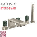 Vòi xả bồn tắm 5 lỗ màu nickel - đá cẩm thạch xanh Kallista P32712-GTM-BN