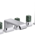 Vòi xả bồn tắm 5 lỗ màu đồng - đá cẩm thạch xanh Kallista P32712-GTM-BLH