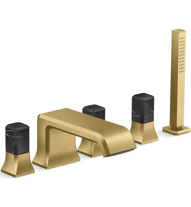 Vòi xả bồn tắm 5 lỗ màu đen - đá cẩm thạch đen Kallista P32712-NM-PGP