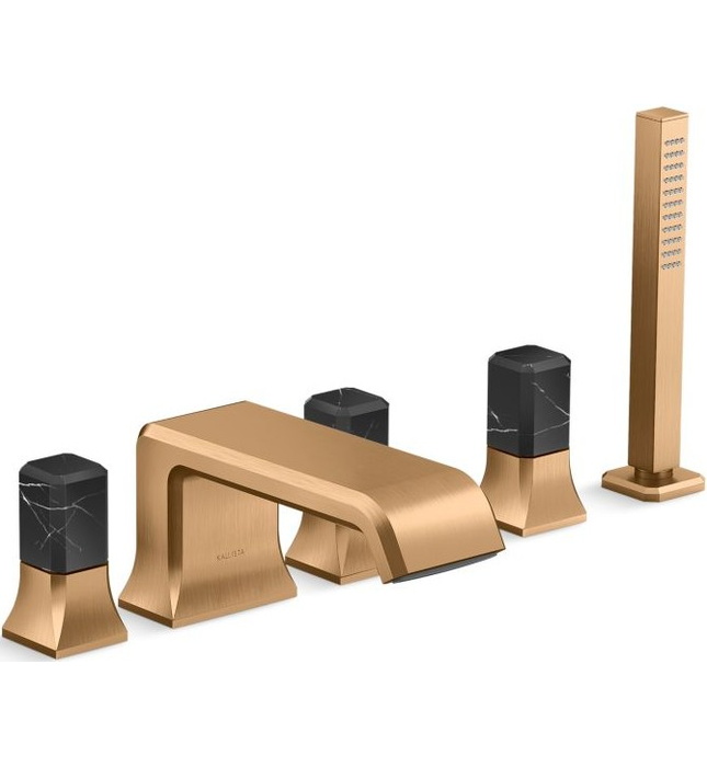 Vòi xả bồn tắm 5 lỗ màu đen - đá cẩm thạch đen Kallista P32712-NM-PGP