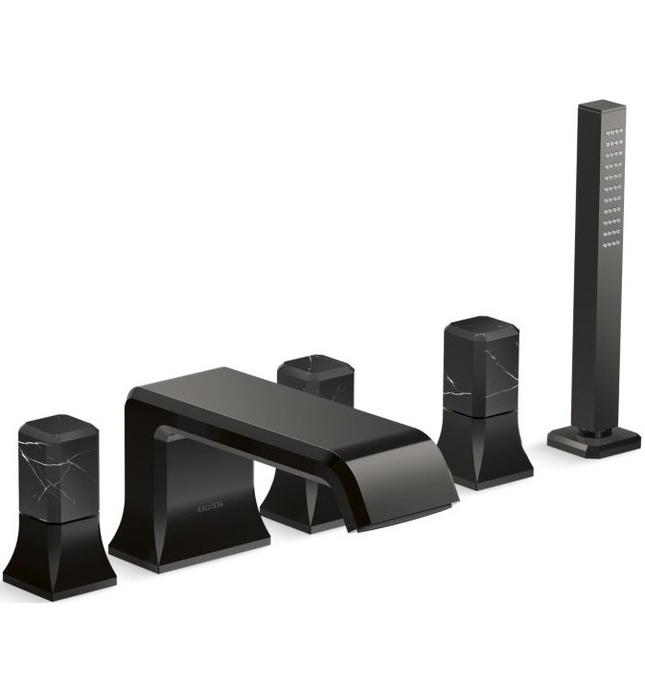 Vòi xả bồn tắm 5 lỗ màu đồng - đá cẩm thạch đen Kallista P32712-NM-BLH