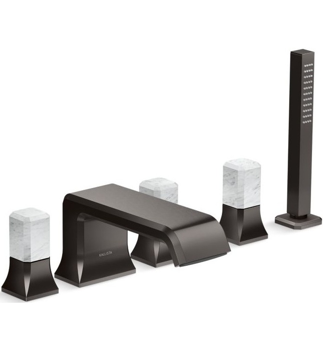 Vòi xả bồn tắm 5 lỗ màu đồng - đá cẩm thạch trắng Kallista P32712-WC-2MB