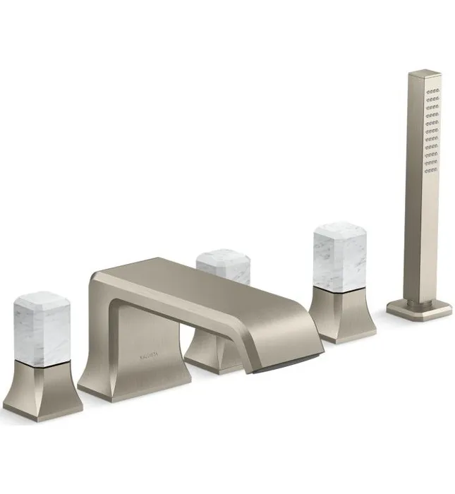 Vòi xả bồn tắm 5 lỗ màu chrome - đá cẩm thạch trắng Kallista P32712-WC-CP