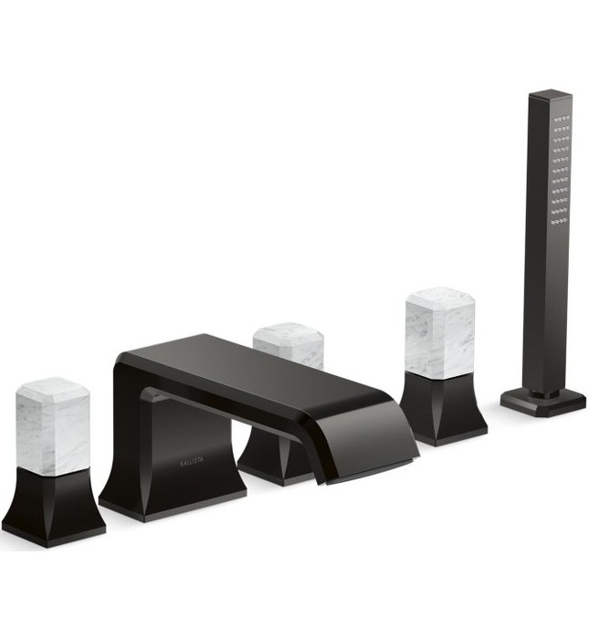 Vòi xả bồn tắm 5 lỗ màu đồng - đá cẩm thạch trắng Kallista P32712-WC-2MB