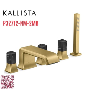 Vòi xả bồn tắm 5 lỗ màu đồng - đá cẩm thạch đen Kallista P32712-NM-2MB