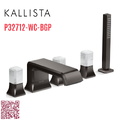 Vòi xả bồn tắm 5 lỗ màu đen - đá cẩm thạch trắng Kallista P32712-WC-BGP