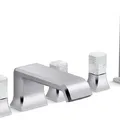 Vòi xả bồn tắm 5 lỗ màu nickel - đá cẩm thạch trắng Kallista P32712-WC-BN